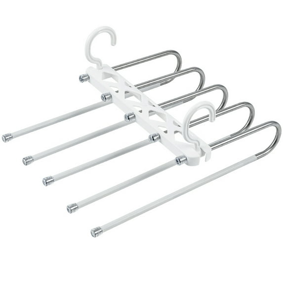 S Shape 5-Tier Pants Hanger, Stainless Steel Scarf Hanger Holder Closet Space Saver