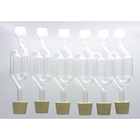 S-Shape Bubble Airlock with #6 Stopper (Pack of 6 each)