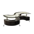 thumbnail image 1 of S Shape Contemporary Wood Base Coffee Table with Glass Top,Silver and Brown, 1 of 5