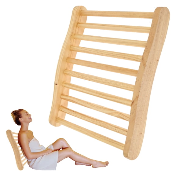 S-Shape Sauna Backrest Natural Wood Infrared Sauna Back Support with S Shape Support Sauna Accessories,17.72 x 14.33 x 2.95 in