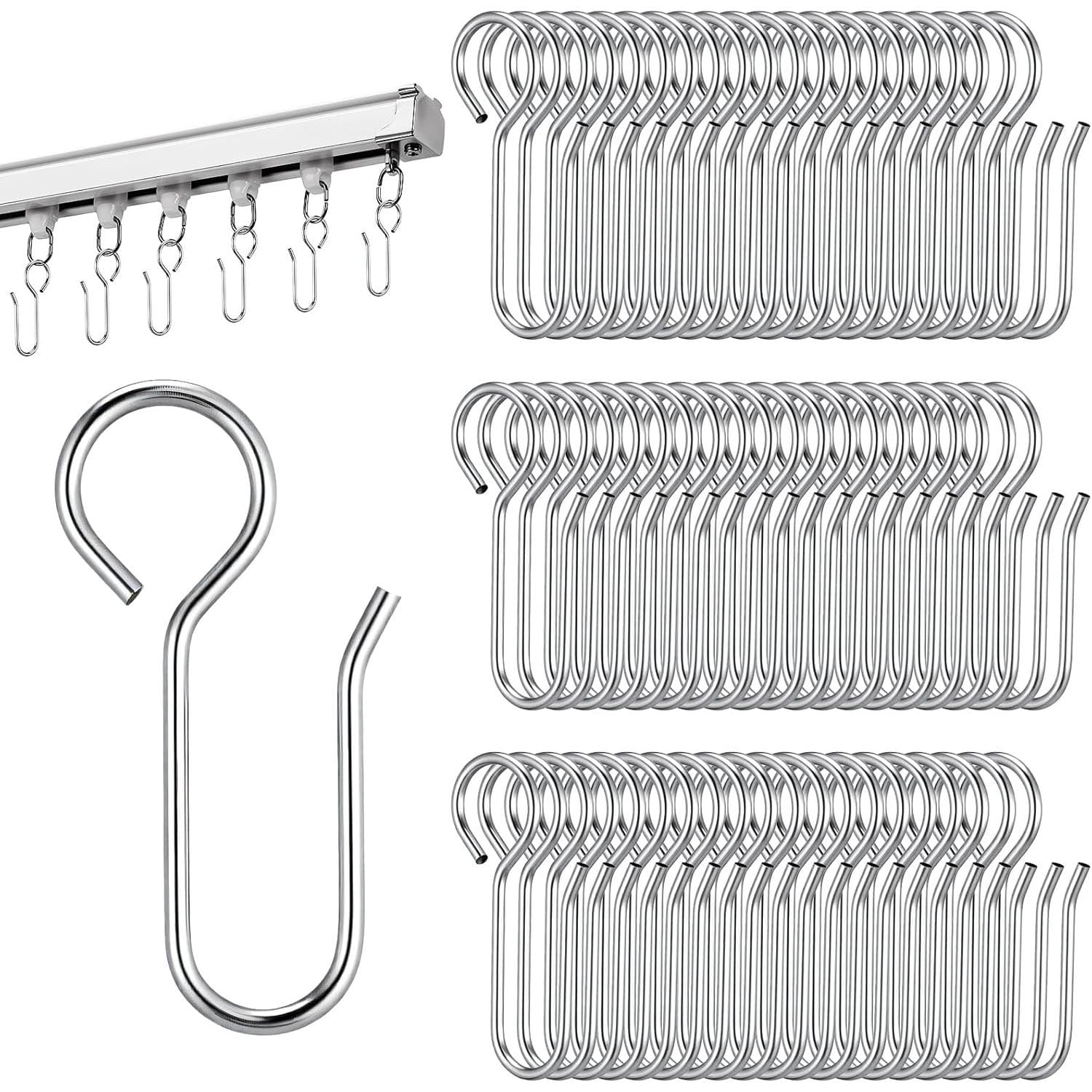 S Shaped Curtain Track Hooks Metal Drapery Hooks Flexible Drapery Pins