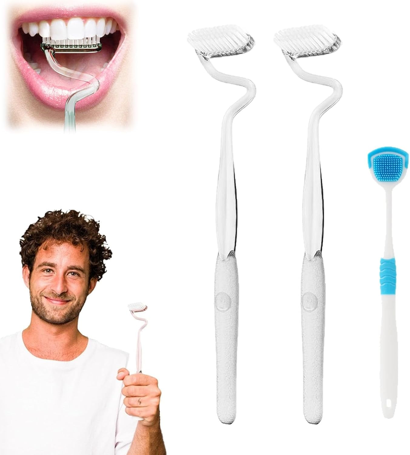 S Shaped Toothbrush, Multi-Functional Toothbrush with Soft Bristles ...