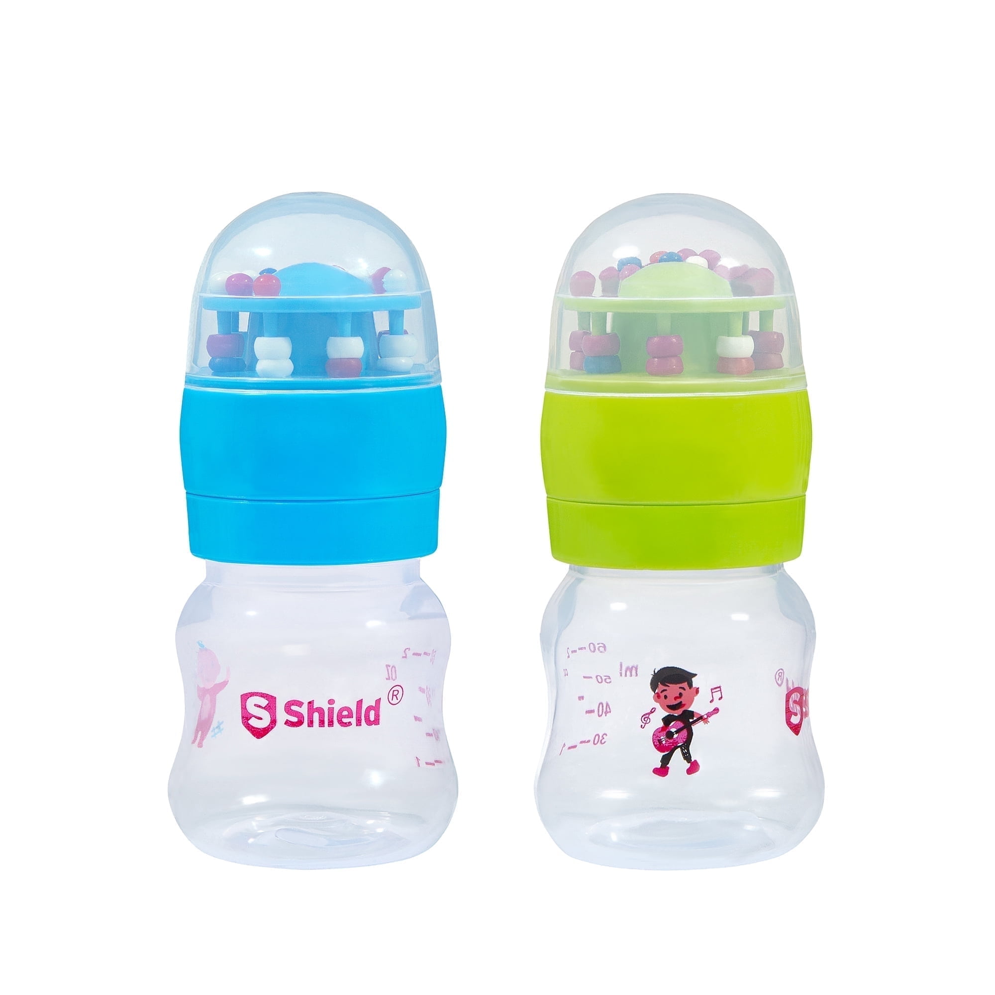 S Shield Baby Rattle Cap Feeding Bottle with Toy Cap, with Slow Flow ...