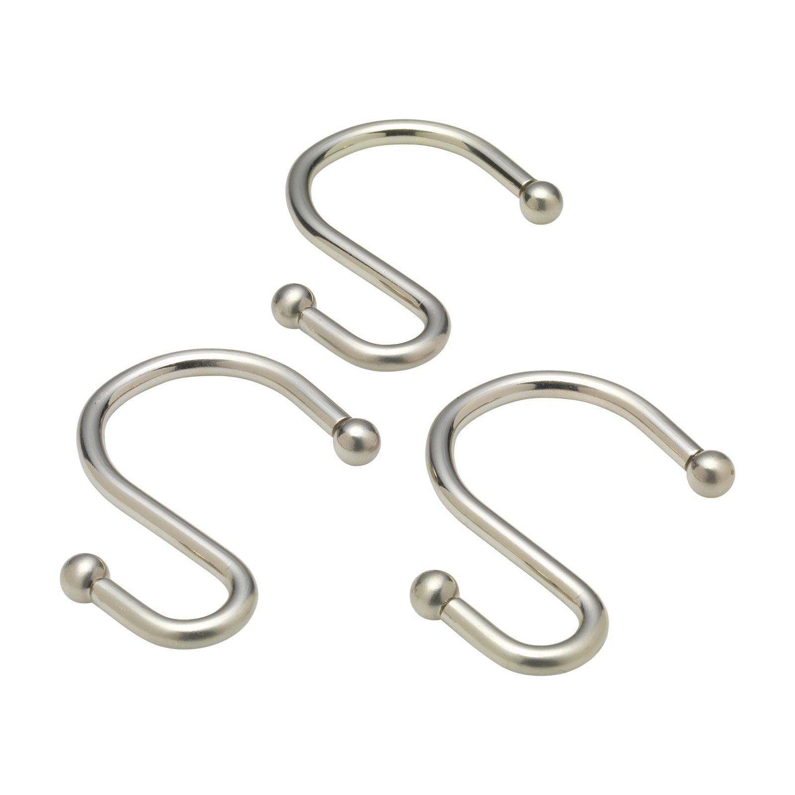 "S" Shower Curtain Hooks in Brushed Nickel