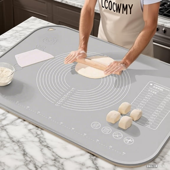 S Silicone Baking Mat 31"L x 24"W Silicone Baking Mat with Raised Lip, Ideal for Making Pastries, Bread, Cookies, Pizza, Fondant, Pasta