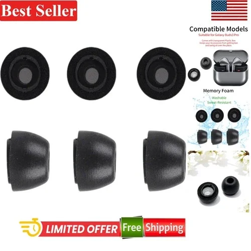 S Size Memory Foam Ear Tips for Galaxy Buds3 Pro - Noise Isolation & Comfort