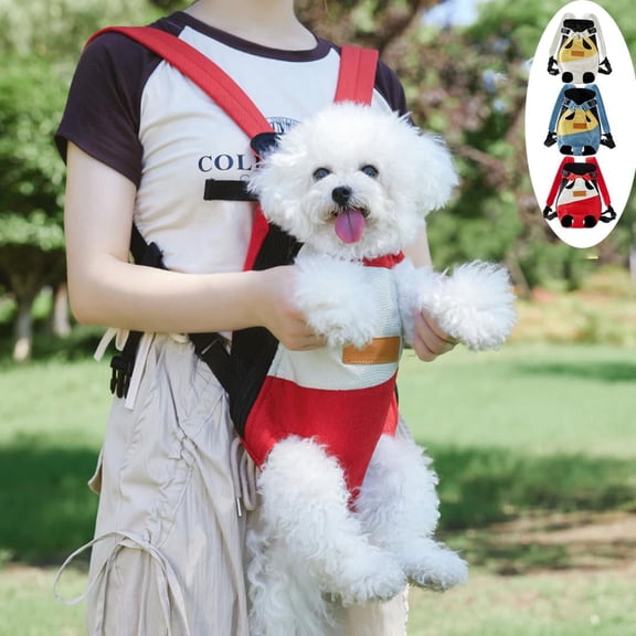 S Size Red Pet Front Backpack, Convertible Single & Double Shoulder Carrier, Breathable Portable Chest Bag For Small & Medium Dogs, Cats, Travel, Hiking, Outdoor Activities For