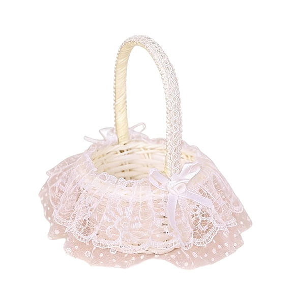 S Small Plastic Woven Basket With Handheld Design For Storage And Decoration Features A Skirt Trim Suitable For Seasonal Displays And Holding Small Items Lightweight And Portable