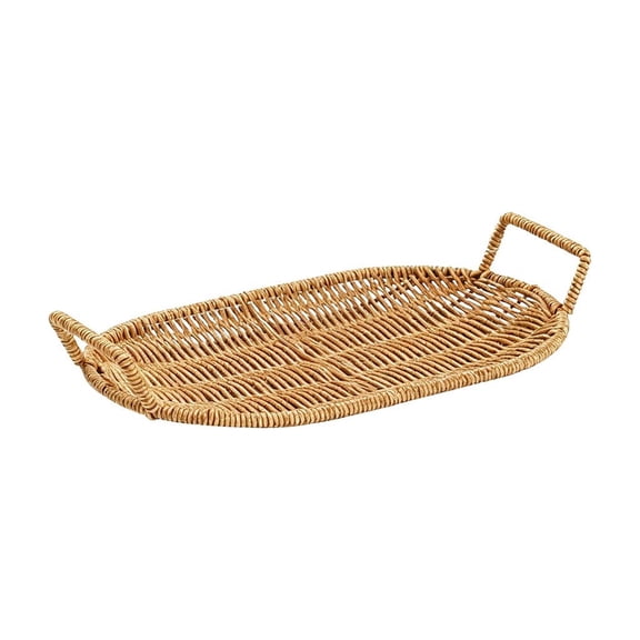 S Small Woven Look Storage Tray Imitation Woven Serving Basket Fruit Table Storage Plastic