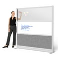 thumbnail image 1 of S Stand up Desk Store Modular Wall 70 x 70 Wide Gray Frame, Frosted Window, Whiteboard, Cool Gray PET, 1 of 6