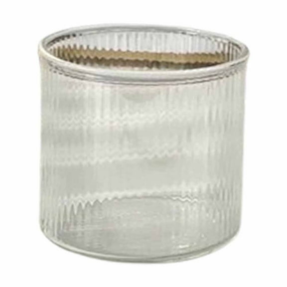 S Striped Double Layer Glass Tea Cup High Borosilicate Glass Mug Clear Small Size 3.14 Inch Height 2.95 Inch Diameter Heat Resistant Beverage Cup For Home Office