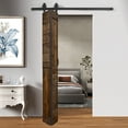 thumbnail image 1 of S Style 30in x 84in (15in x 84in x 2 Panels) Dark Walnut Finished Solid Wood Bi-Fold Sliding Door with 3.3ft Hardware Kit - Assembly Needed, 1 of 7