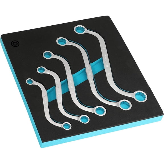 S-Style Box Wrench Set, Metric, 5-, 10mm to 19mm, 12 Point, CR-V , with EVA Tool Organizer