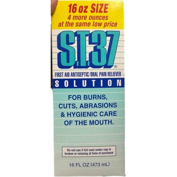 S.T.37 First Aid Antiseptic Oral Pain Reliever Liquid Solution 16oz, 3-Pack