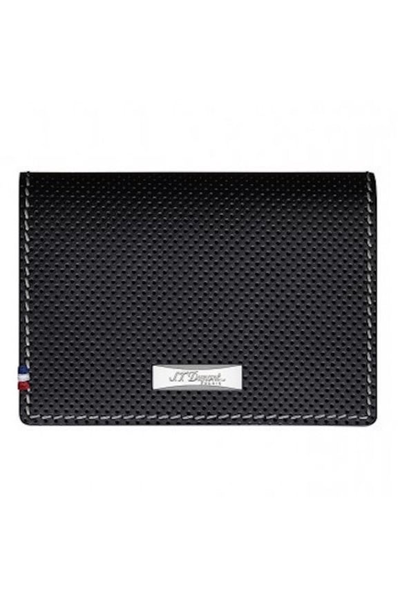 S.T. Dupont Black Perforated Leather Card Holder Wallet, 170404, New In Box