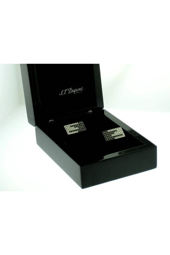 “Black Rain” Stainless Steel Cufflinks with 72 Diamonds