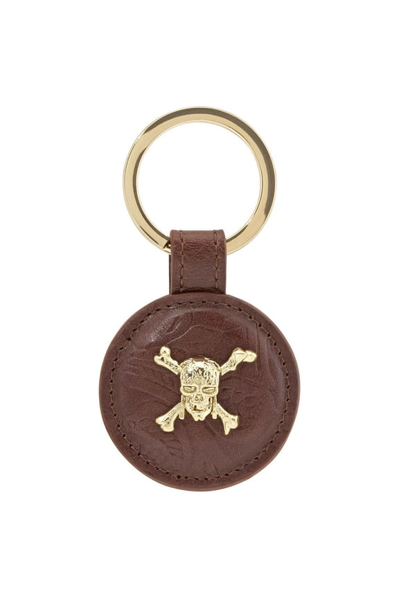 Pirates of the Caribbean Line D Embossed Brown Cowhide Leather Key Ring 003101PC
