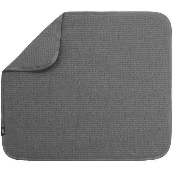 S&T INC. Dish Drying Mat, 16” x 18”, Absorbent Microfiber Kitchen Mat for Dishes, Utensils, Pots and Pans, Charcoal