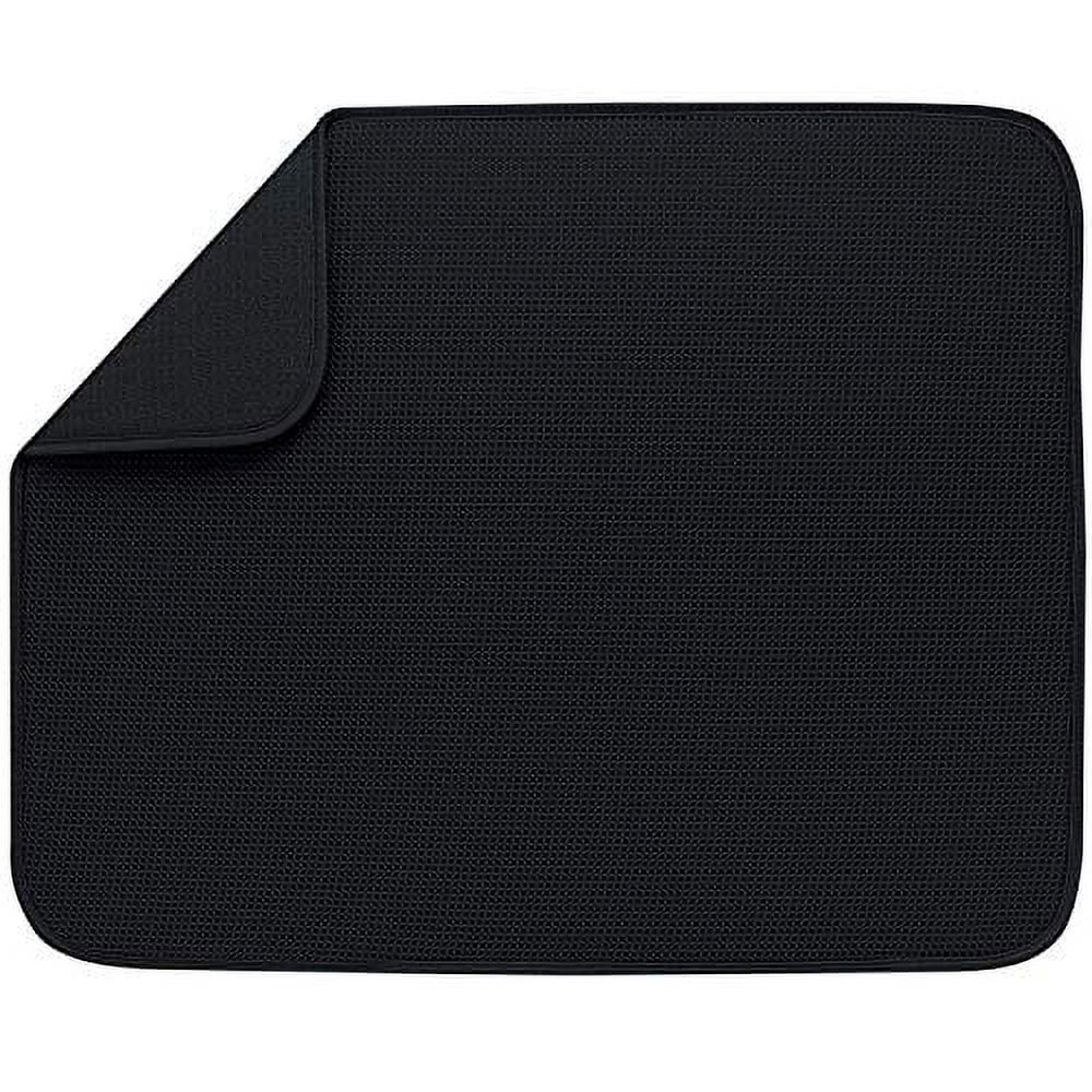 Envision Home 18inch by 32inch Microfiber Dish Drying Mat, Jumbo, Black