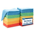 thumbnail image 1 of S&T INC. 50 Pack Microfiber Cleaning Cloths, Bulk Towels for Home, Cars, Cleaning, Assorted Colors, 11.5 inches x 11.5 inches, 50 Count, 1 of 10