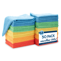 S&T INC. 50 Pack Microfiber Cleaning Cloths, Bulk Towels for Home, Cars, Cleaning, Assorted Colors, 11.5 inches x 11.5 inches, 50 Count