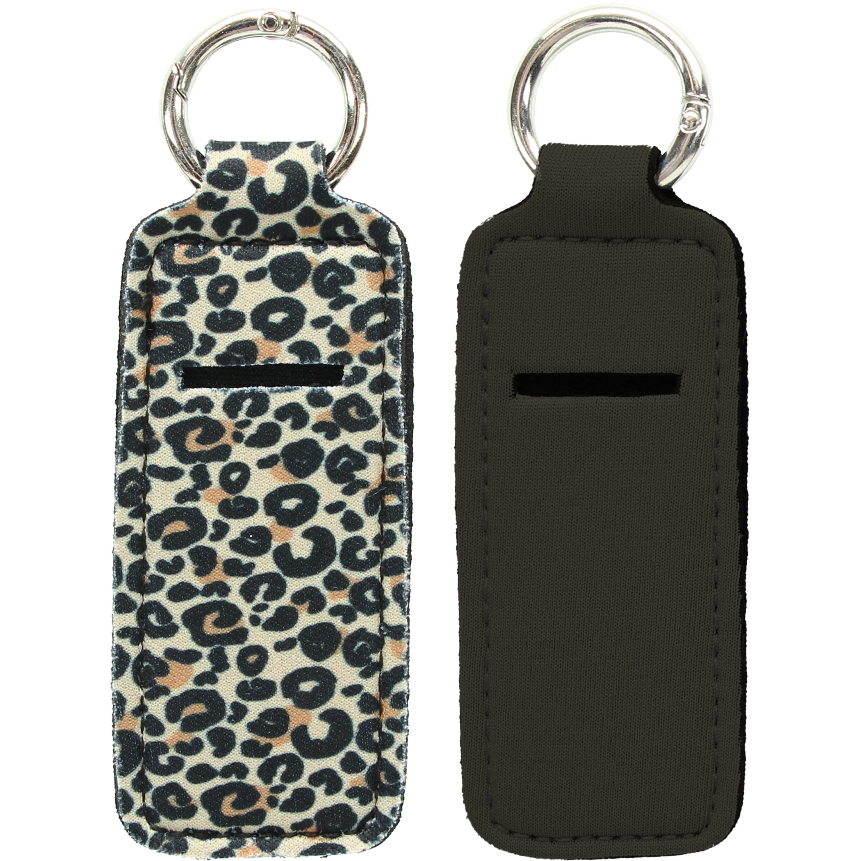S&T INC. ClipNCarry Lip Balm Holder, 2 Pk, 1 Solid Color and 1 Print