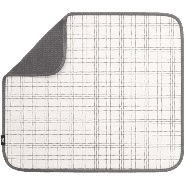 S&T INC. Dish Drying Mat, 16” x 18”, Absorbent Microfiber Kitchen Counter Mat, Dish Drying Pad for Dishes, Utensils, Pots and Pans, Large, Stitched Plaid