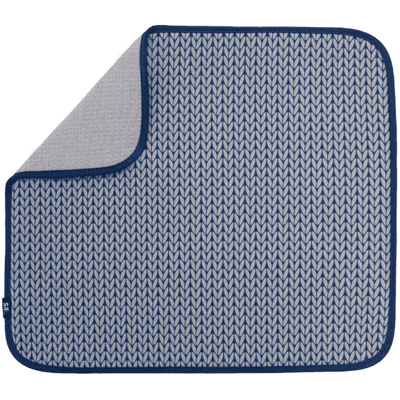 S&T INC. Dish Drying Mat, 16” x 18”, Absorbent Microfiber Kitchen Mat for Dishes, Utensils, Pots and Pans, Blue Stockinette