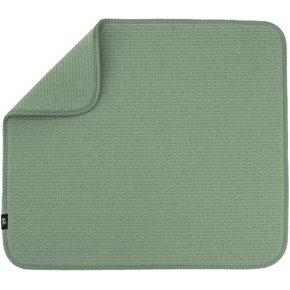 S&T INC. Dish Drying Mat, 16” x 18”, Absorbent Microfiber Kitchen Mat for Dishes, Utensils, Pots and Pans, Sage Green