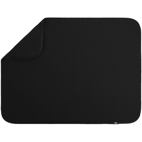 S&T INC. Dish Drying Mat, 18” x 24”, Absorbent Microfiber Kitchen Mat for Dishes, Utensils, Pots and Pans, Black