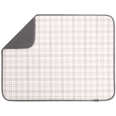 S&T INC. Dish Drying Mat XL, 18” x 24”, Absorbent Microfiber Kitchen Counter Mat, Dish Drying Pad for Dishes, Utensils, Pots and Pans, Extra Large, Stitched Plaid