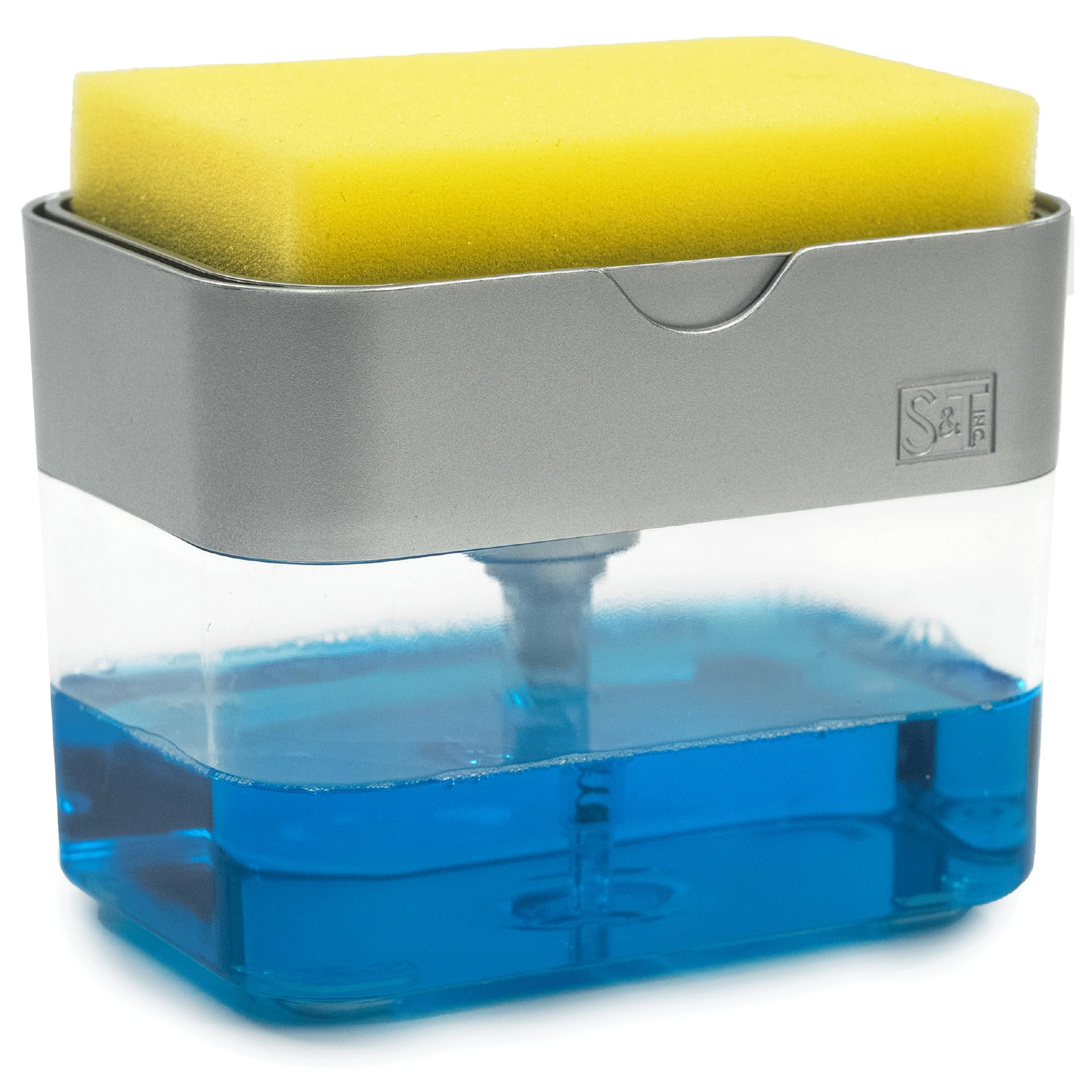 Silver Hand Soap Dispenser with Sponge Holder