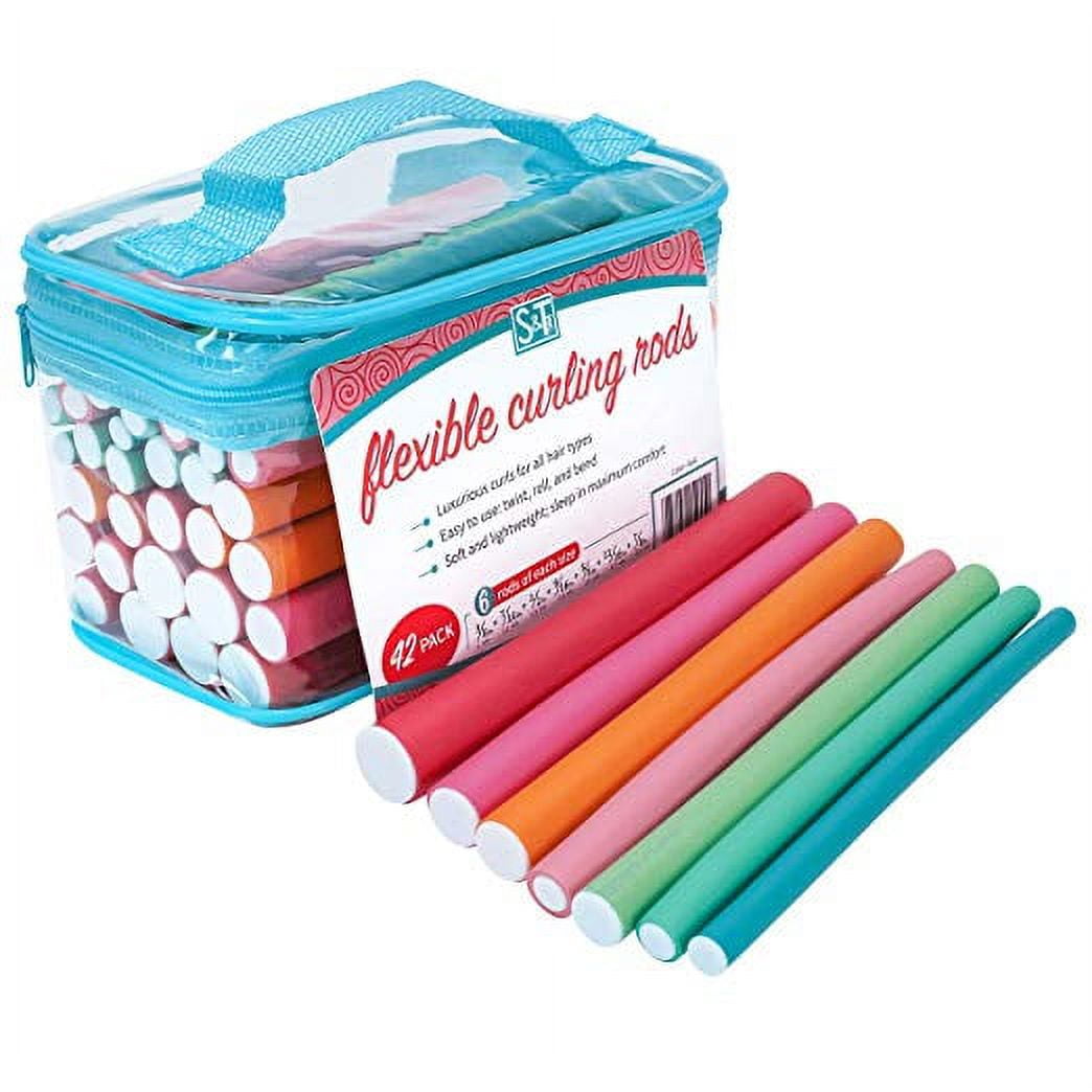 S&T INC. Flexible Curling Rods with Case 42 pack, Assorted