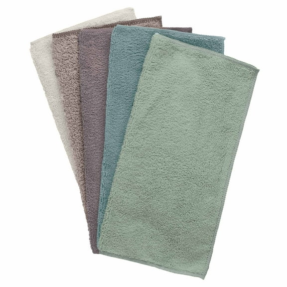 S&T INC. Microfiber Cleaning Cloths, 5 Pack, Multi-Purpose Cloths, 12 in. x 12 in., Assorted Colors