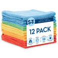 thumbnail image 1 of S&T INC. 12 Pack Microfiber Cleaning Cloths, Bulk Towels for Home, Cars, Cleaning, Assorted Colors, 11.5 inches x 11.5 inches, 12 Count, 1 of 10
