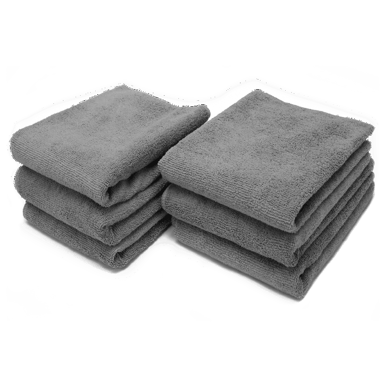 S&T INC. Microfiber Gym Towels for Sweat, Yoga Sweat Towel for Home Gym,  Microfiber Workout Towels for Gym, Grey, 16 Inch x 27 Inch, 6 Pack