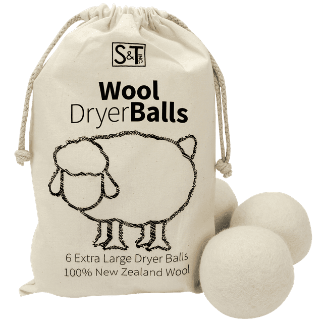 S&T INC. New Zealand Wool Dryer Balls Extra Large Size Natural