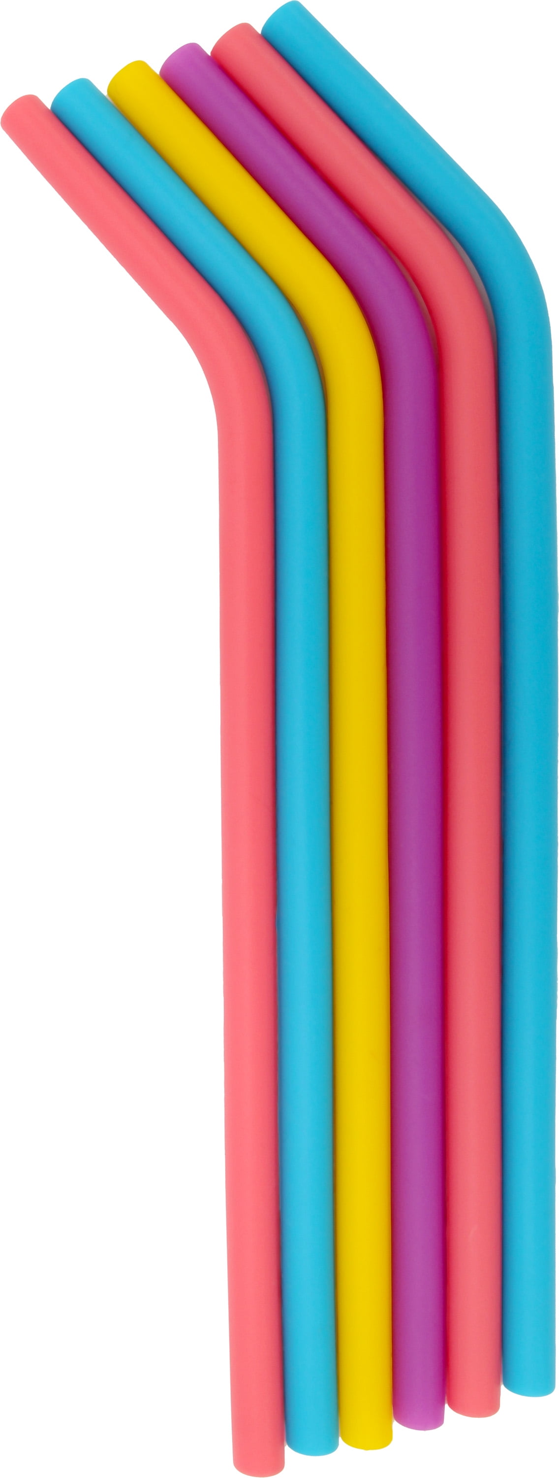 S&T INC. Reusable Silicone Straws, 6 Pack, Various Colors 