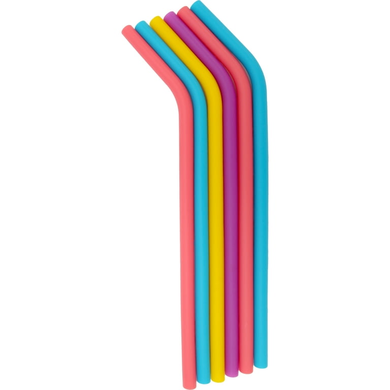 S&T Inc. Reusable Silicone Straws, 6 Pack, Various Colors