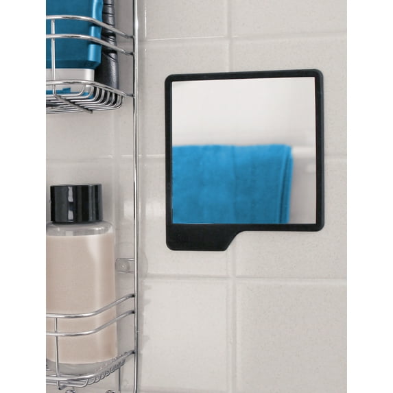 S&T INC. Silicone Shower Mirror, 6.4 inch x 5.7 inch, Shatterproof, Assorted Colors, Non-Adhesive