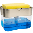 thumbnail image 1 of S&T INC. Dish Soap Dispenser and Sponge Holder for Kitchen Sink, Sponge Included, 13 Ounces, Metallic Silver, 1 of 7