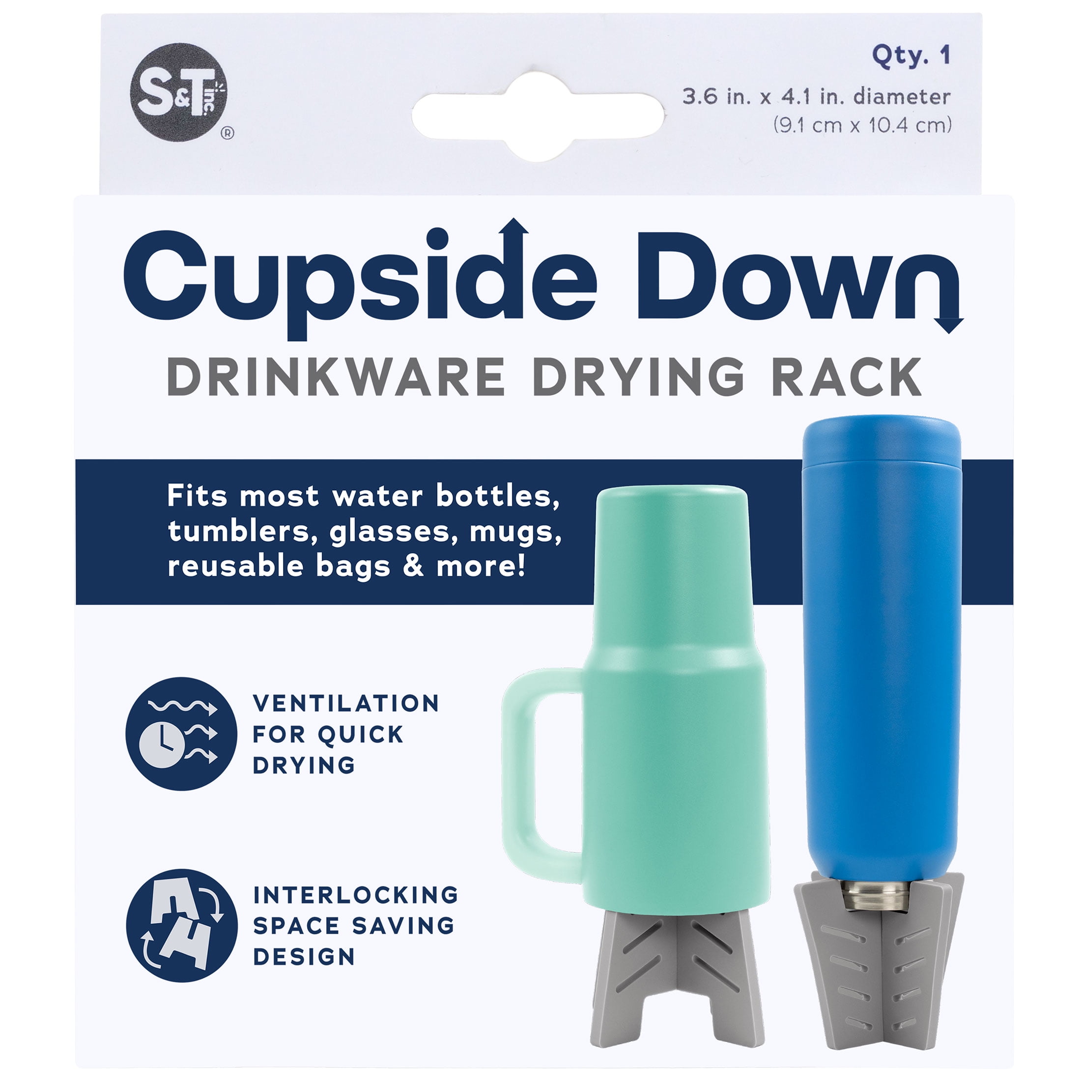 S&T Inc. Cupside Down Bottle Drying Rack Gray One Size For Most