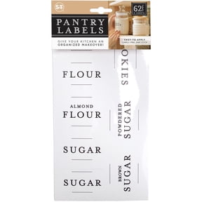S&T Inc. Pantry Labels - 62 Pre-Printed Clear Labels With Black Print