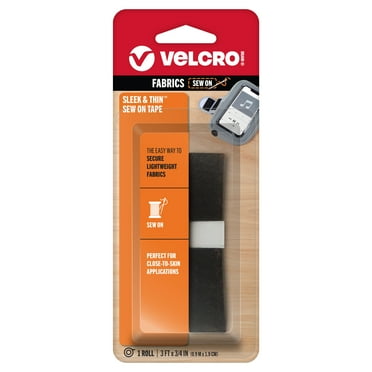 VELCRO Brand Sleek and Thin for Fabrics | 3ft x 3/4in Tape, Black | Soft on Skin Ultra Light with Sewing Lane Technology