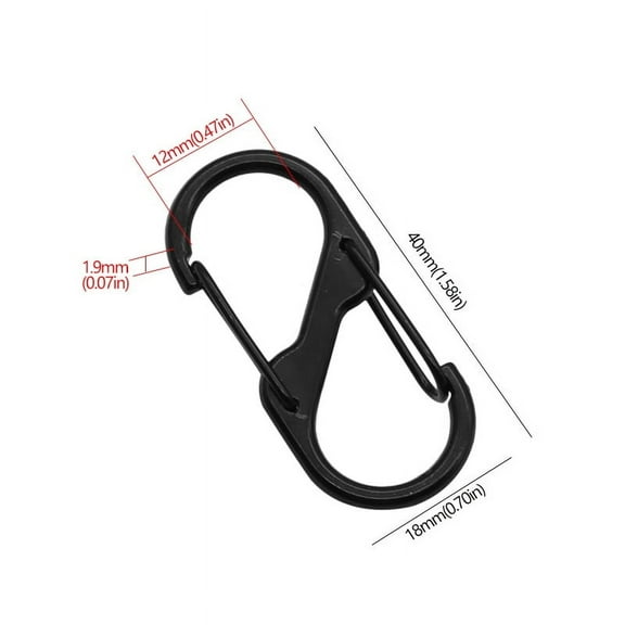 S Type Carabiner With Lock Mini Keychain Hook Anti-Theft Outdoor Camping Backpack Buckle Key-Lock Tool Zinc Alloy