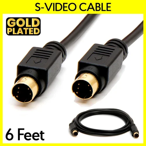 S Video Cable 6 Feet 4 Pin Svhs Vcr Camcorder Cord Svideo Male To Male Cable