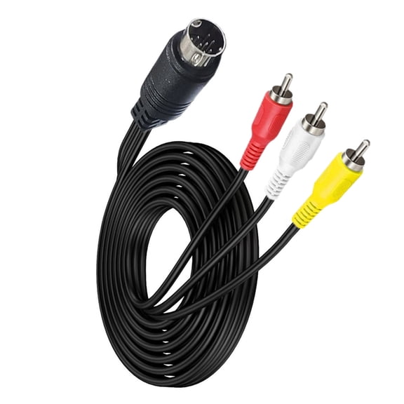 S-Video Cable Small DIN 10pin to 3RCA Conversion Cord High Strength for Connecting Classical Consoles to Modern Displays