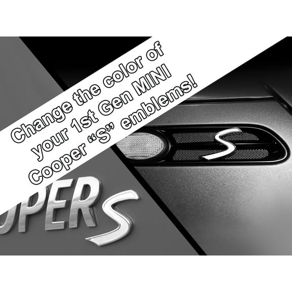 S Vinyl Decal Insert Replacements for MINI Cooper S 1st Gen R52 R53 Scuttle and Rear Emblem - Choose Color - [WHITE]