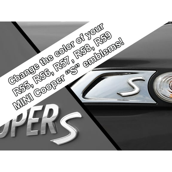 S Vinyl Decal Insert Replacements for MINI Cooper S 2nd Gen R55 R56 R57 R58 R59 Scuttle and Rear Emblem - Choose Color - [WHITE]