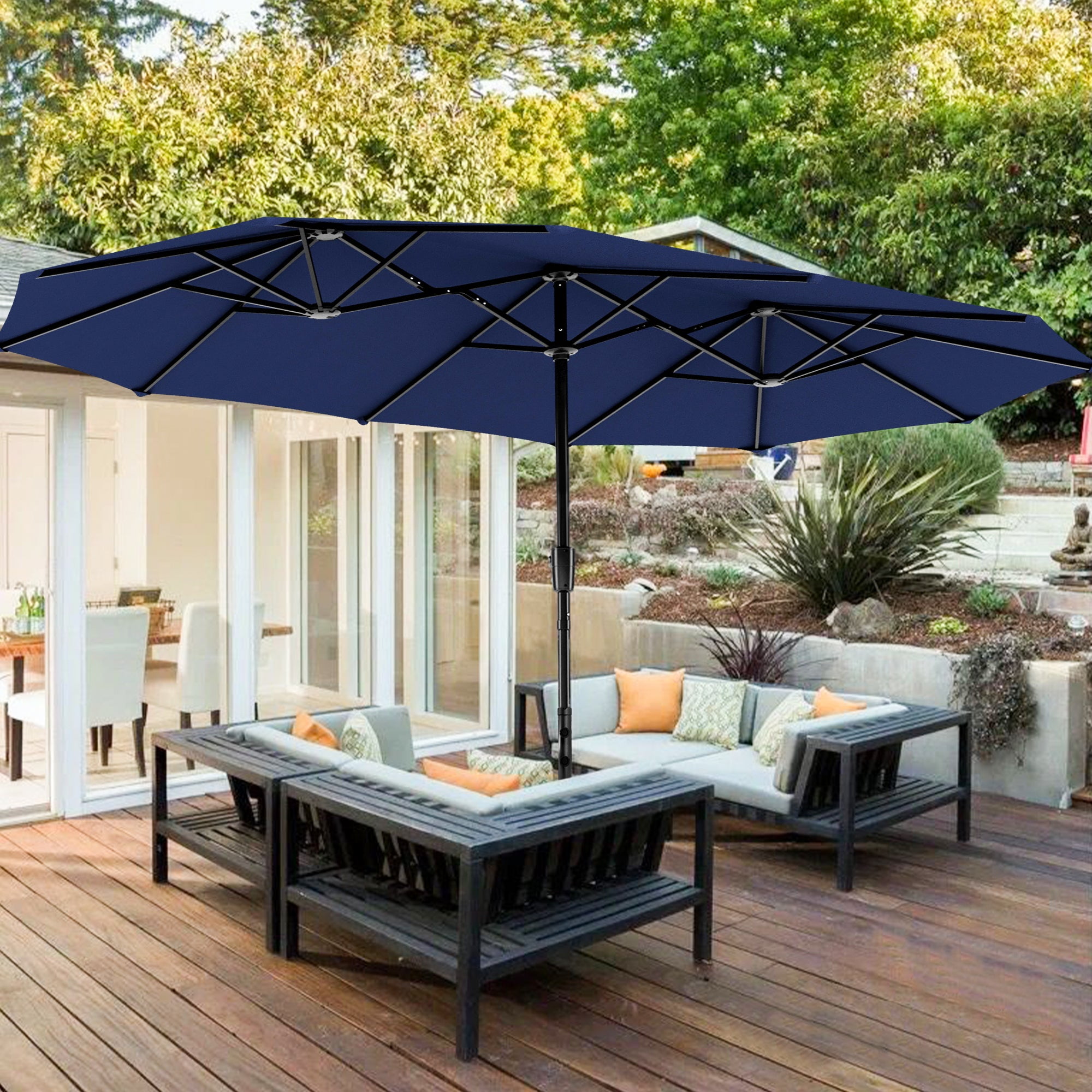 S&W 13FT Outdoor Patio Umbrella Extra Large Double Sided Garden